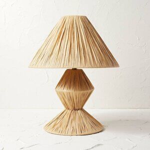 Opalhouse Faux Raffia Table Lamp Brown – LED Bulb Included – Natural Decor